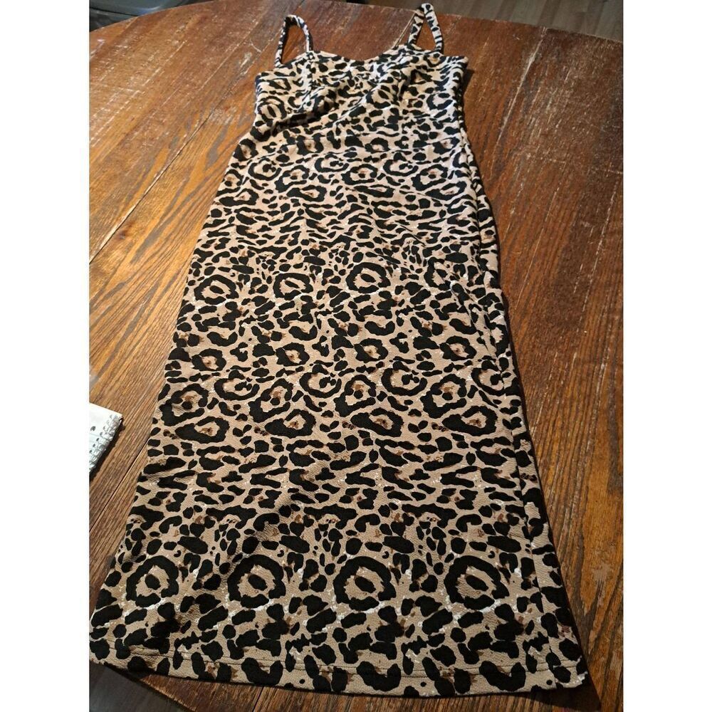 New Medium Sleeveless Spaghetti Strap Animal Print Sundress Summer Dress